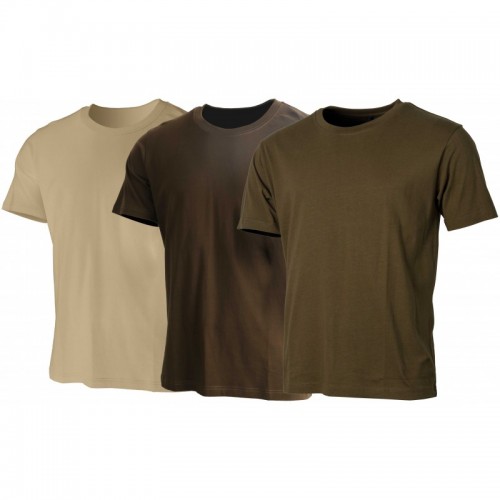Lot de 3 Tee-Shirts Homme Beige, Kaki et Marron – 100 % Coton